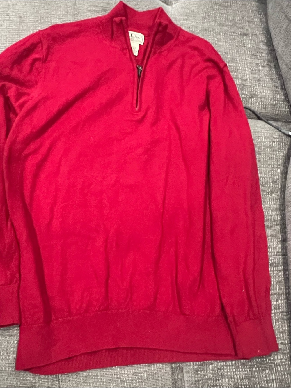 L.L. Bean Men's Bright Red Half-Zip Sweater